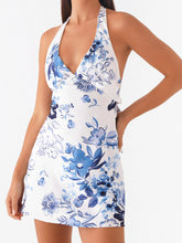 Printed Halter Neck Mini Dress